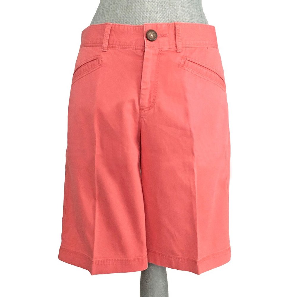 Women's Bermuda Walking Shorts Dockers Size 4 Cotton Coral Long Shorts
